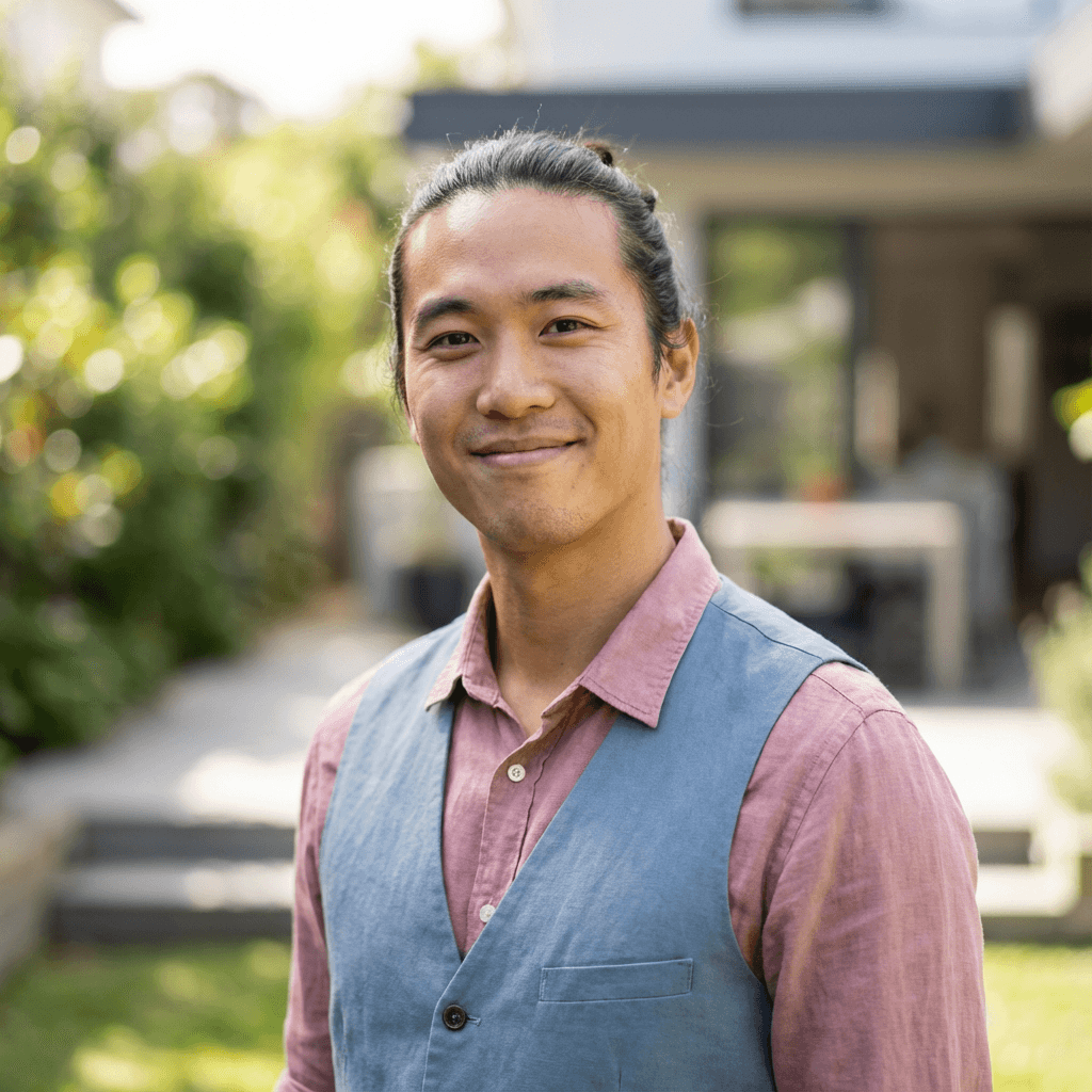 James Tan relaxed in his clean apartment in Fitzroy