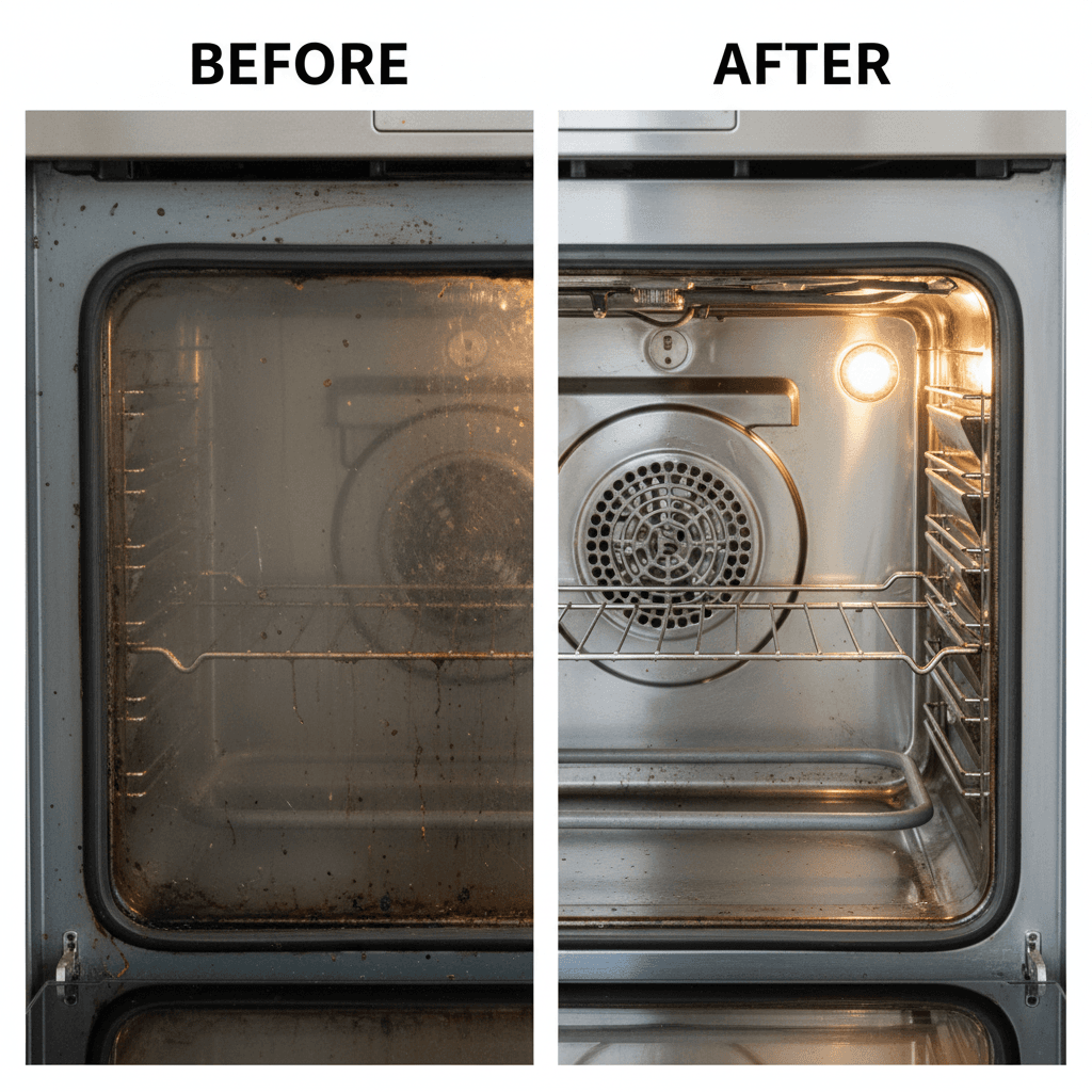 Oven after deep cleaning inside glass