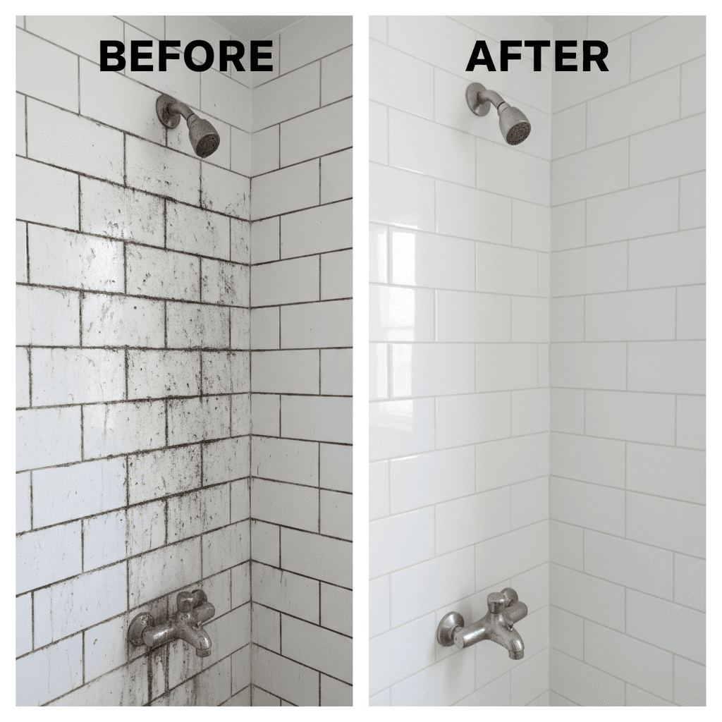 Bathroom tile after deep clean transformation